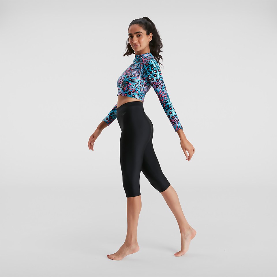 Langärmeliges Rash Top Blau/Schwarz für Damen