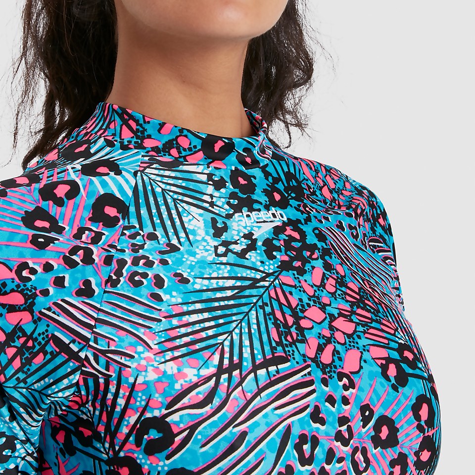 Langärmeliges Rash Top Blau/Schwarz für Damen
