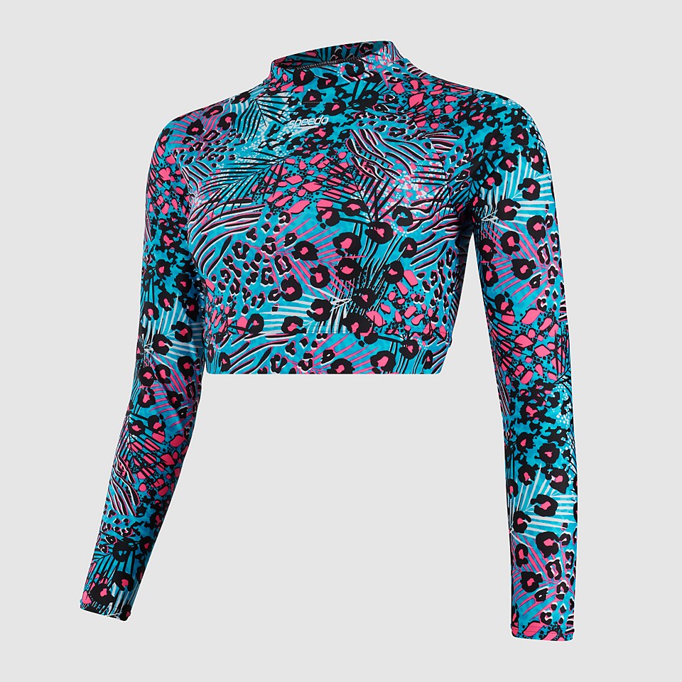 Langärmeliges Rash Top Blau/Schwarz für Damen