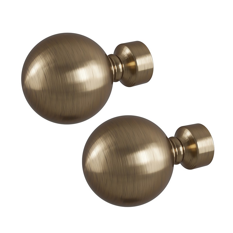 Rothley Baroque 25mm Solid Orb Curtain Pole Finials (Pair) - Antique Brass