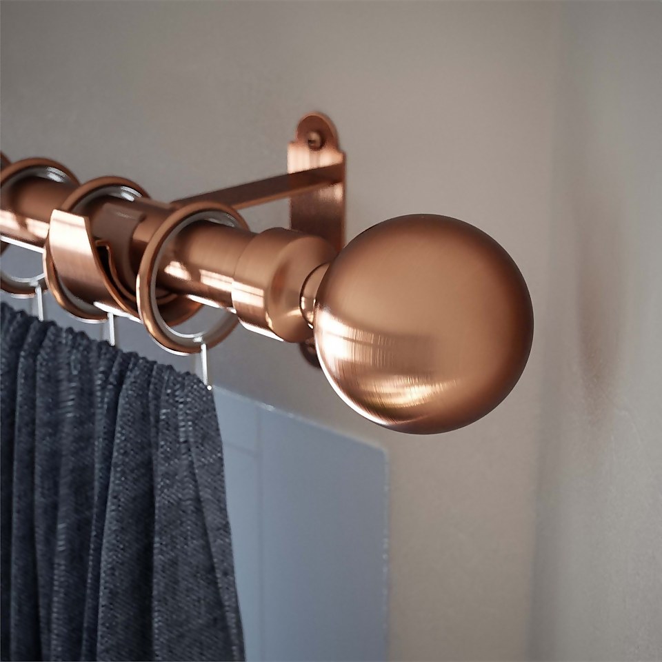 Rothley Baroque 25mm Solid Orb Curtain Pole Finials (Pair) - Antique Copper