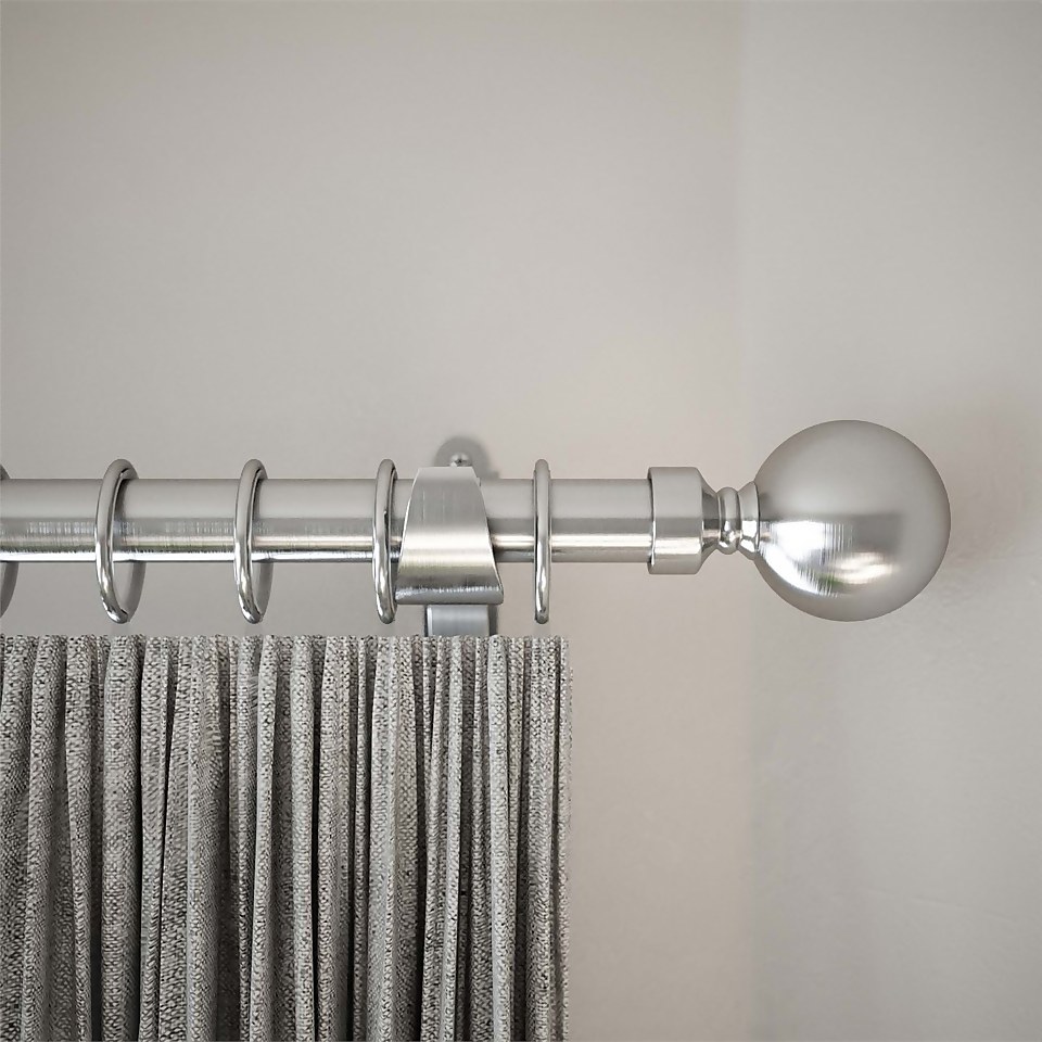 Rothley Baroque 25mm Solid Orb Curtain Pole Finials (Pair) - Brushed Silver