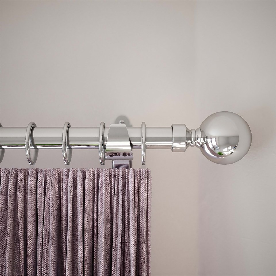 Rothley Baroque 25mm Solid Orb Curtain Pole Finials (Pair) - Polished Silver