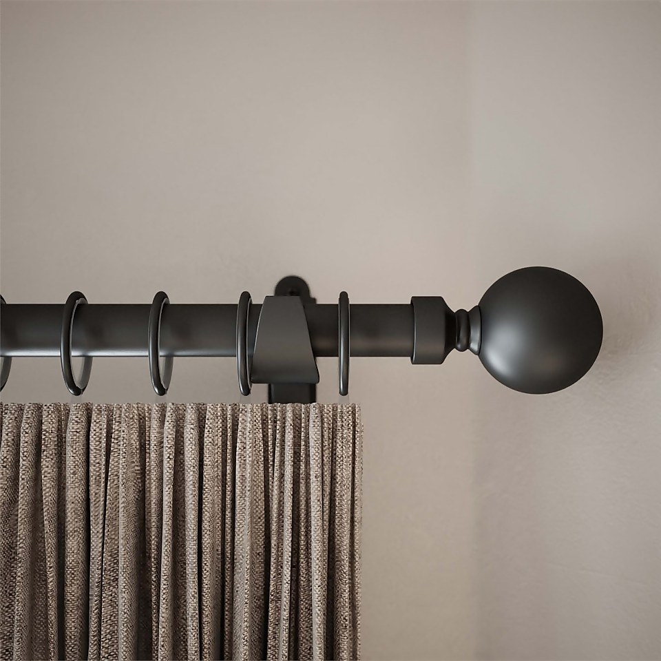 Rothley Baroque 25mm Solid Orb Curtain Pole Finials (Pair) - Matt Black