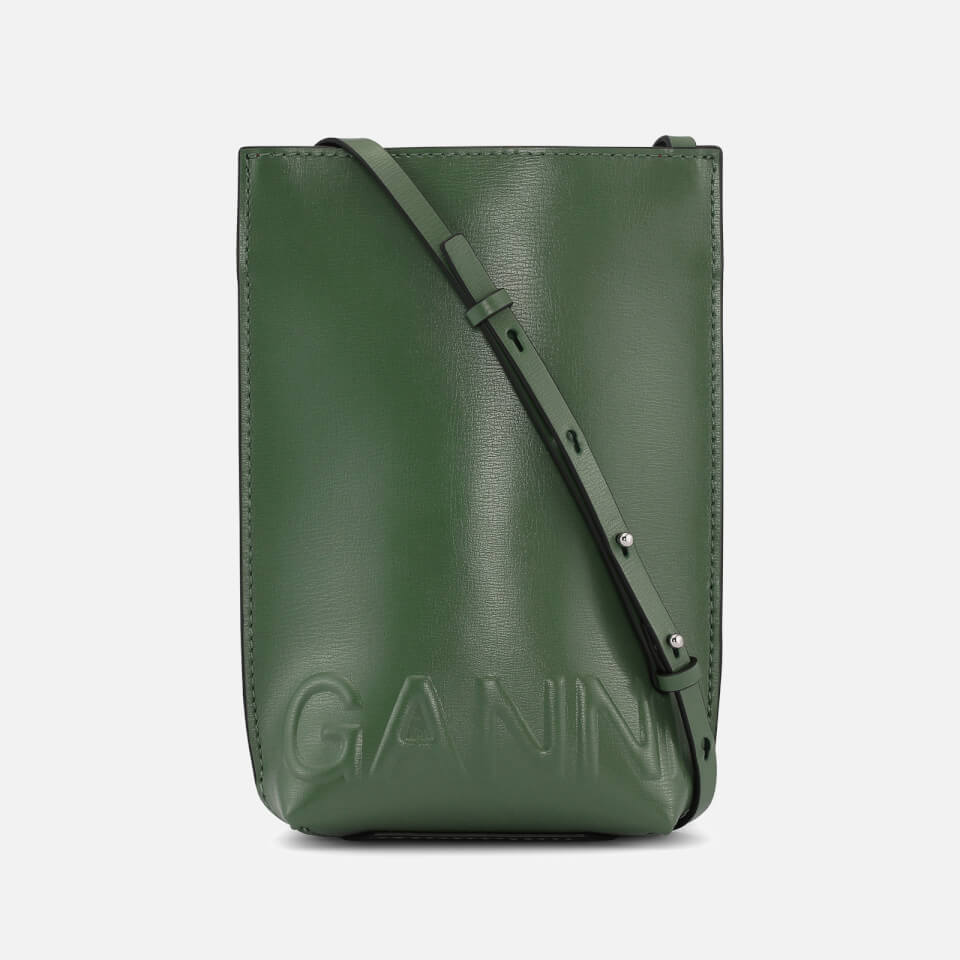 Ganni Banner Logo-Debossed Recycled Leather Shoulder Bag