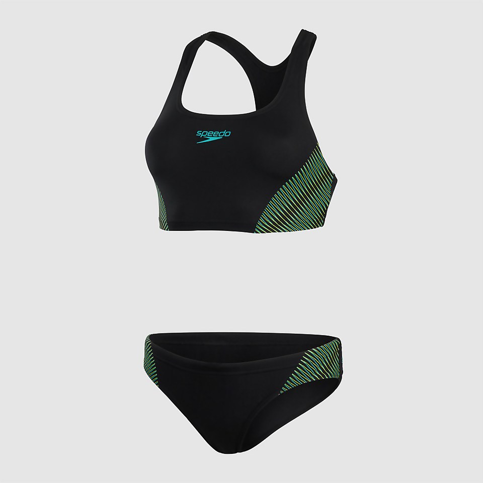 Women's Placement Racerback Bikini Black/Blue