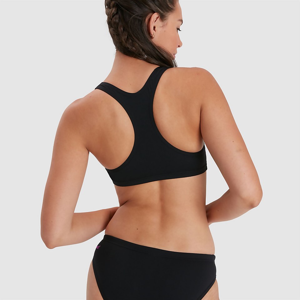 Women's Placement Racerback Bikini Black/Pink