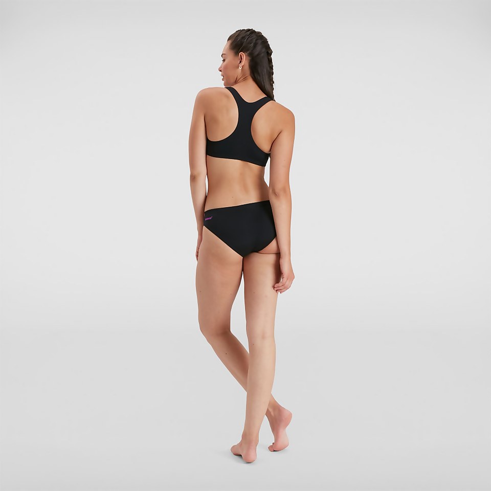 Women's Placement Racerback Bikini Black/Pink