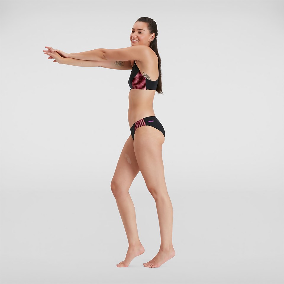 Women's Placement Racerback Bikini Black/Pink