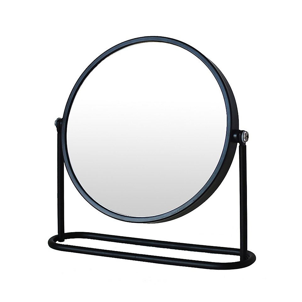 Black Magnifying Bathroom Mirror