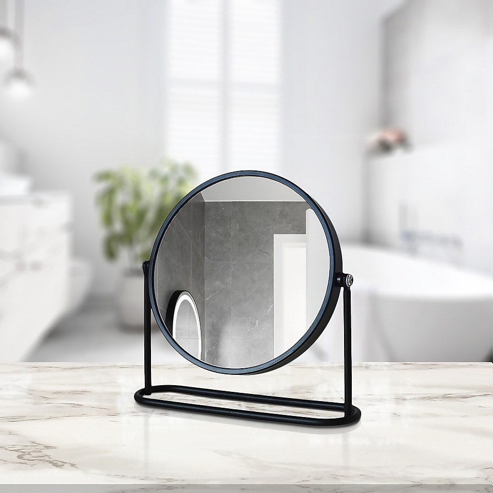 Black Magnifying Bathroom Mirror