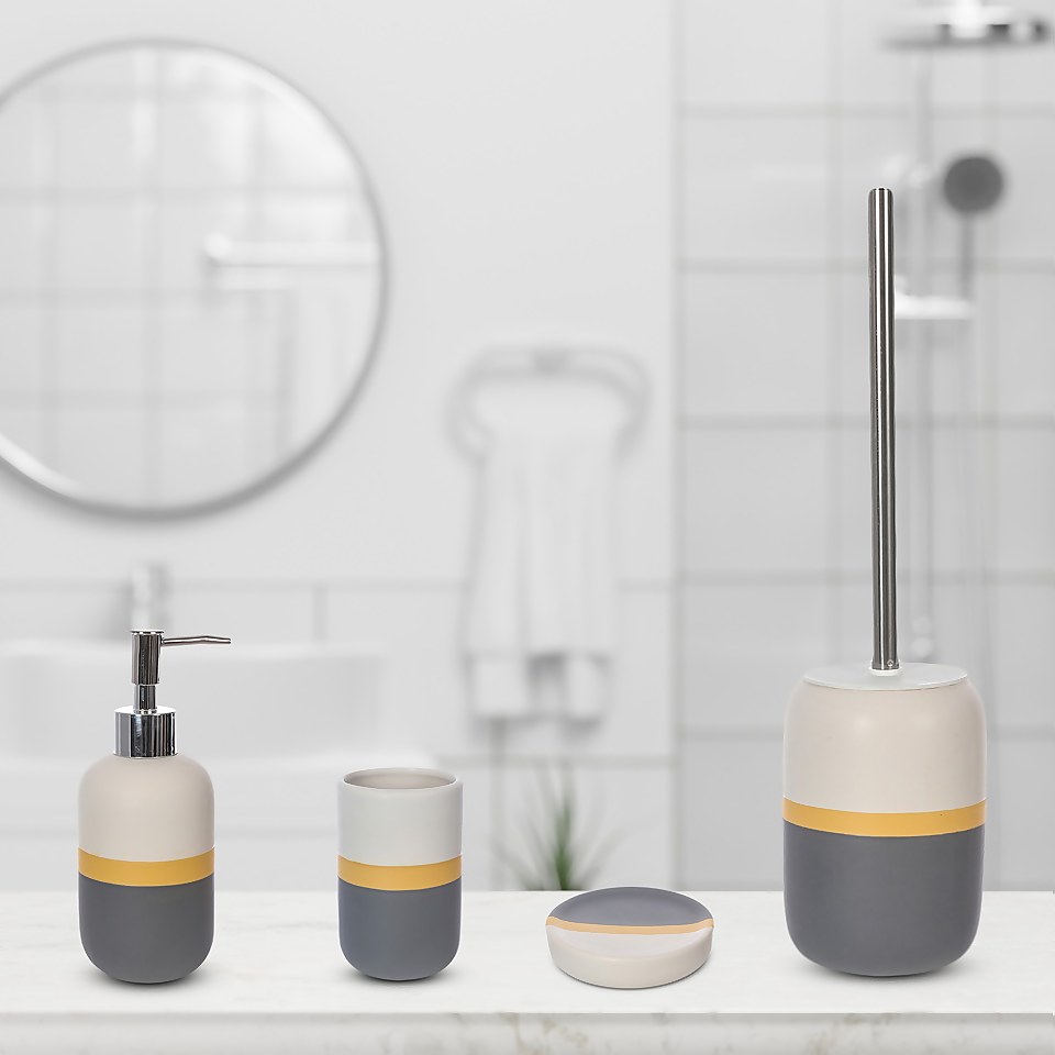 Ceramic Soap Dispenser - Ochre and Grey