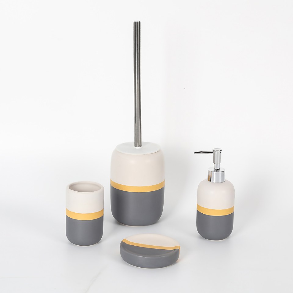 Ceramic Soap Dispenser - Ochre and Grey