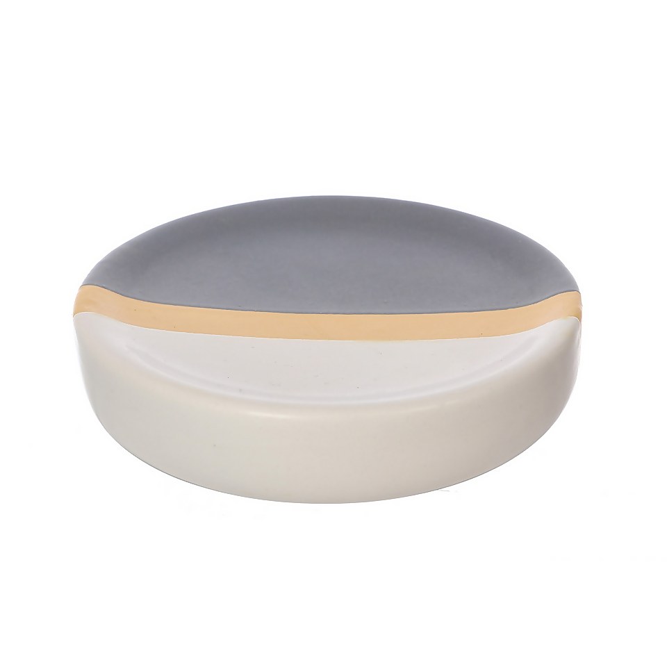 Ceramic Soap Dish - Ochre and Grey