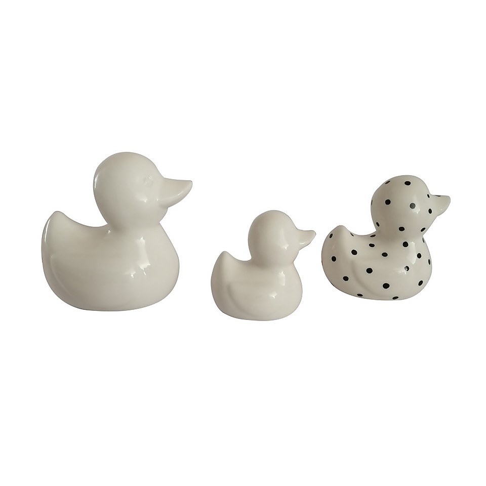 Trio of Ceramic Ducks - Monochrome