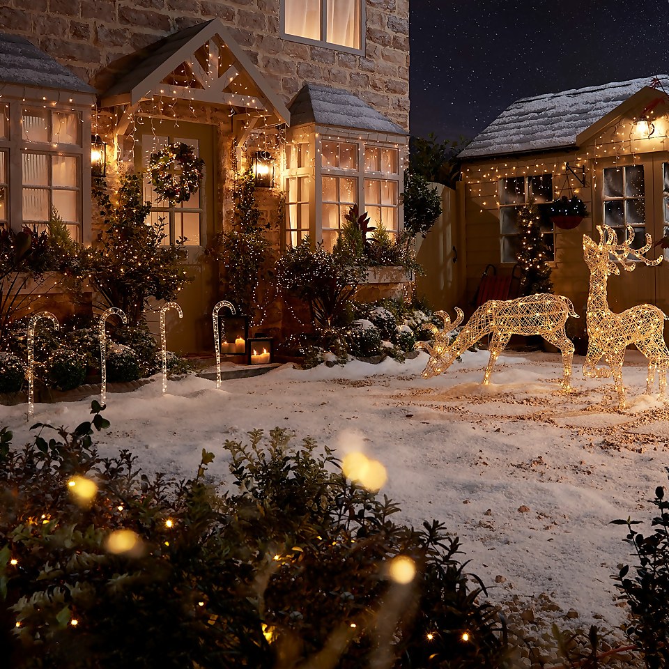 White LED Standing Reindeer Warm White 3D Outdoor Christmas Light - 1m