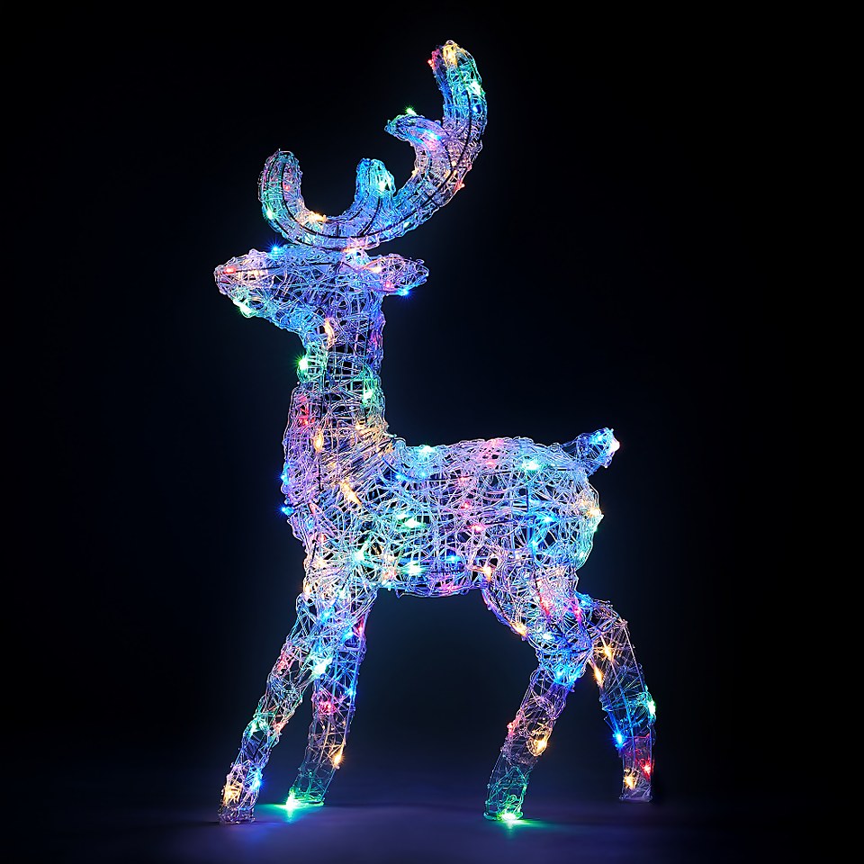 Acrylic LED Reindeer Multicolour 3D Outdoor Christmas Light Decoration - 104cm