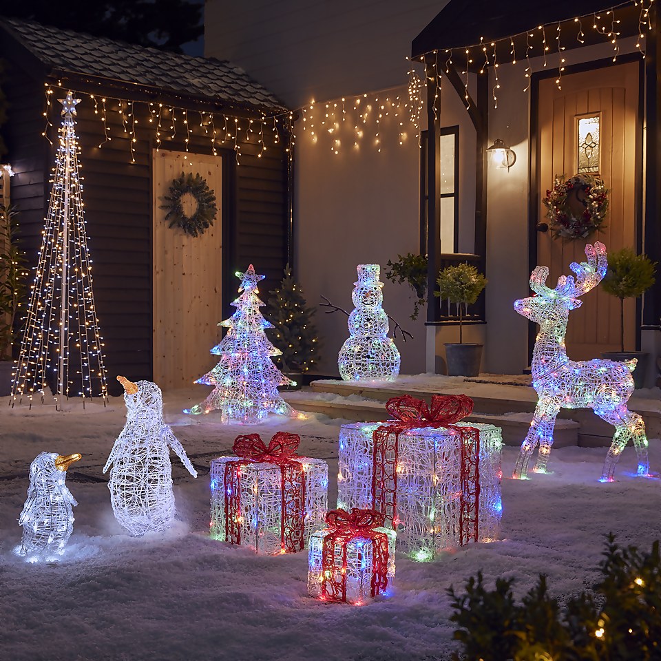 Acrylic LED Tree Multicolour 3D Outdoor Christmas Light Decoration 100cm Homebase