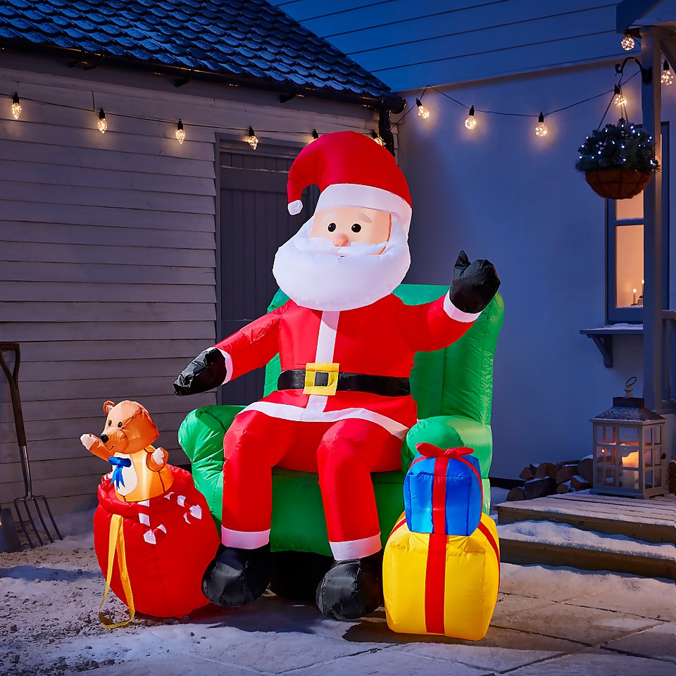 6ft Santa in Chair Christmas Inflatable Homebase