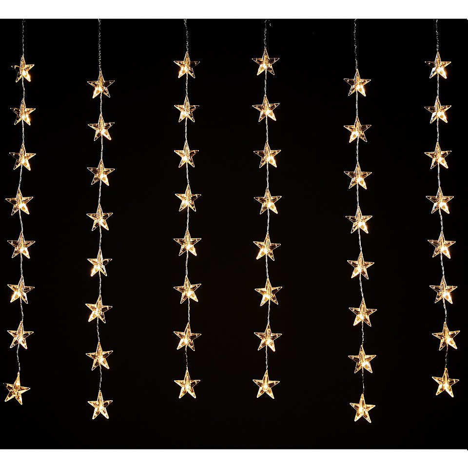 48 Acrylic Star LED Christmas Window Curtain Lights Warm White Homebase