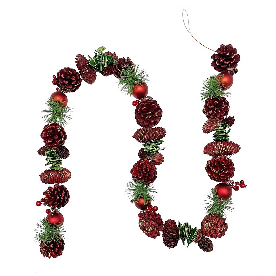 Natural Christmas Garland Red 150cm Homebase
