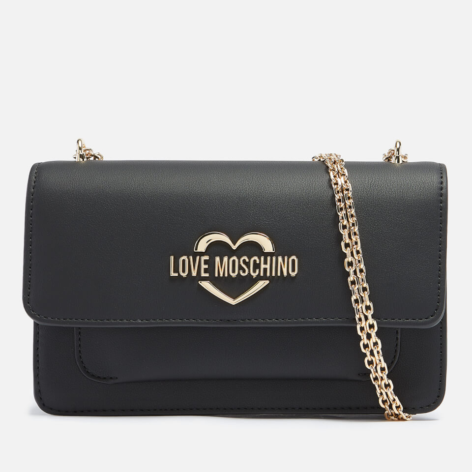 Love Moschino Women's Heart Logo Flap Cross Body Bag - Black