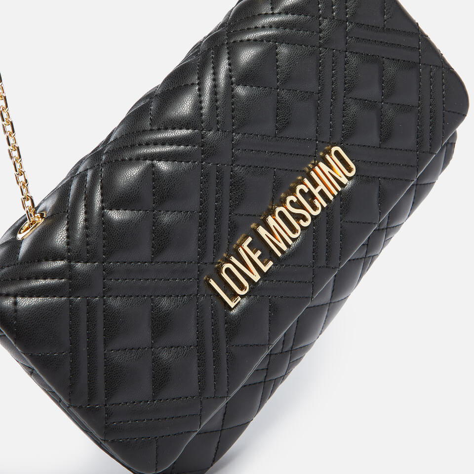 Love Moschino Women's Quilted Chain Flap Cross Body Bag - Black