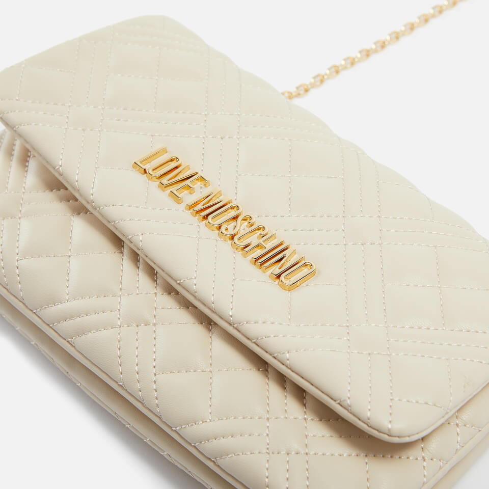 Love Moschino Women's Quilted Chain Flap Cross Body Bag - Ivory