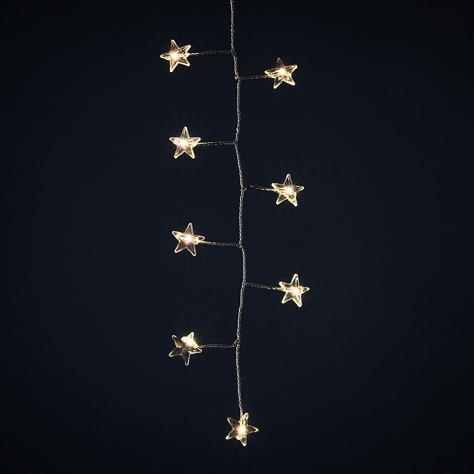 180 LED Star Silver Copper Wire Cluster Christmas Lights Warm White