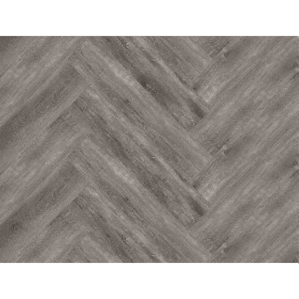 Kraus Rigid Core Herringbone Luxury Vinyl Floor Tile - Brampton Grey