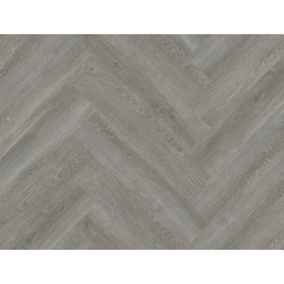 Kraus Herringbone Luxury Vinyl Floor Tile Sample - Harpsden Grey