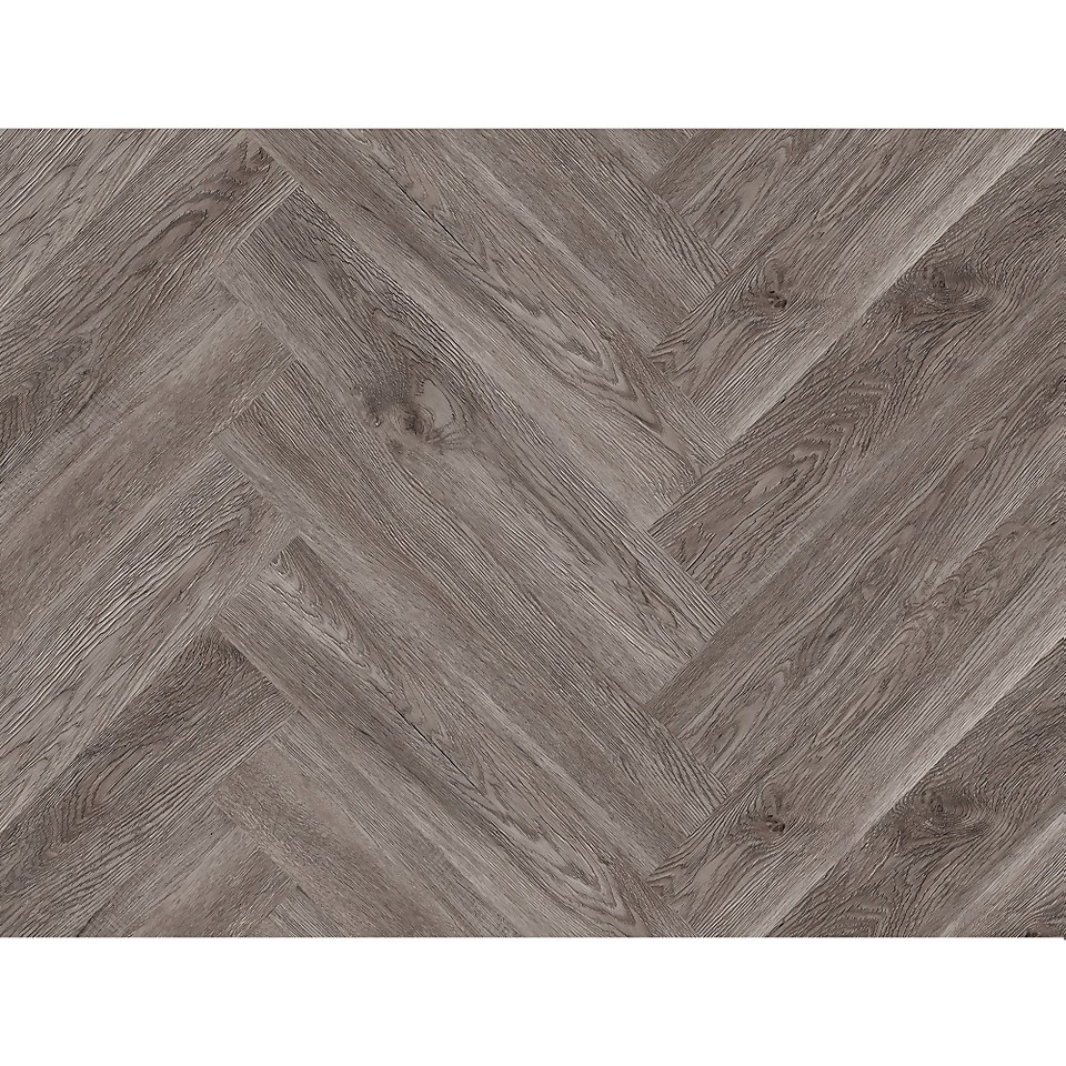 Kraus Herringbone Luxury Vinyl Floor Tile Sample - Langley Grey