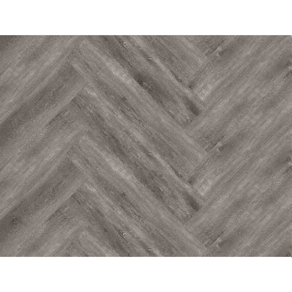 Kraus Herringbone Luxury Vinyl Floor Tile Sample - Brampton Grey