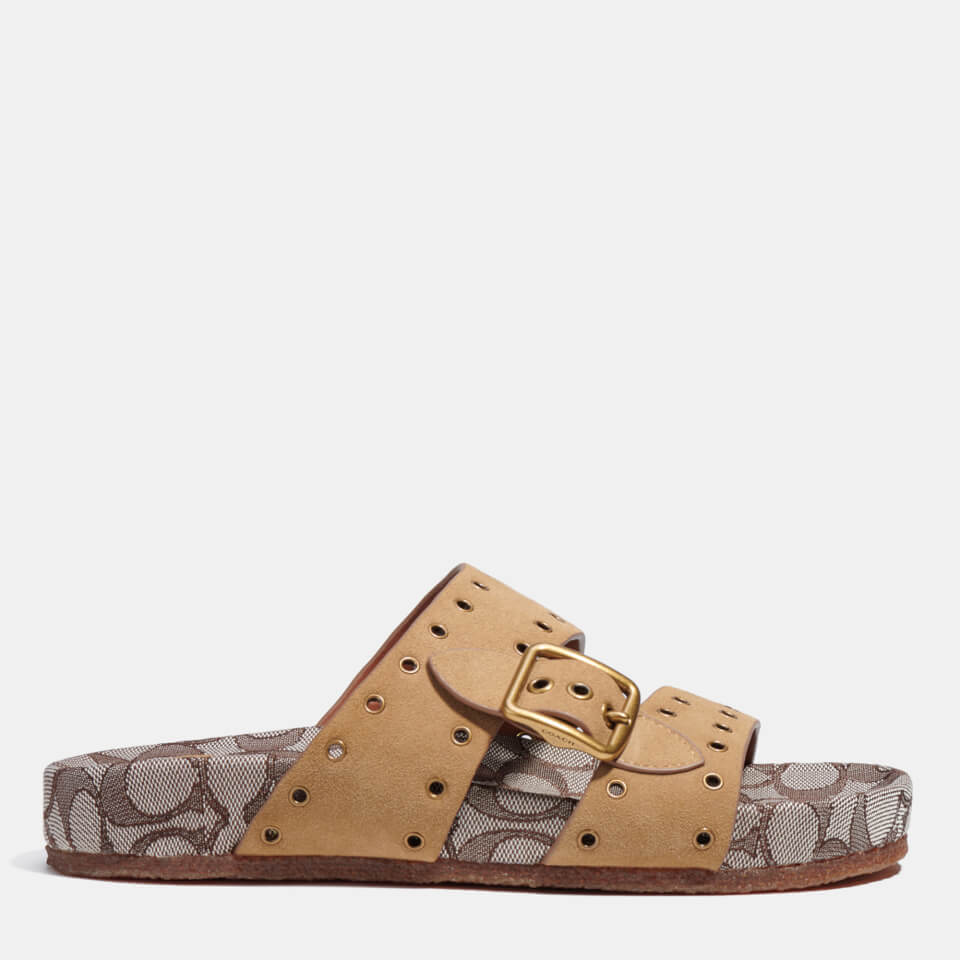 Coach Women's Ally Suede Double Strap Sandals - Peanut/Oak - UK 3
