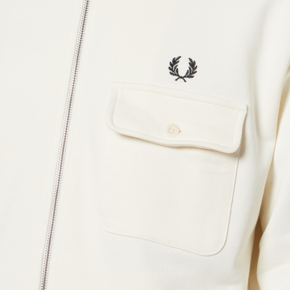 Fred Perry Men's Funnel Neck Track Jacket - Ecru - S | Coggles
