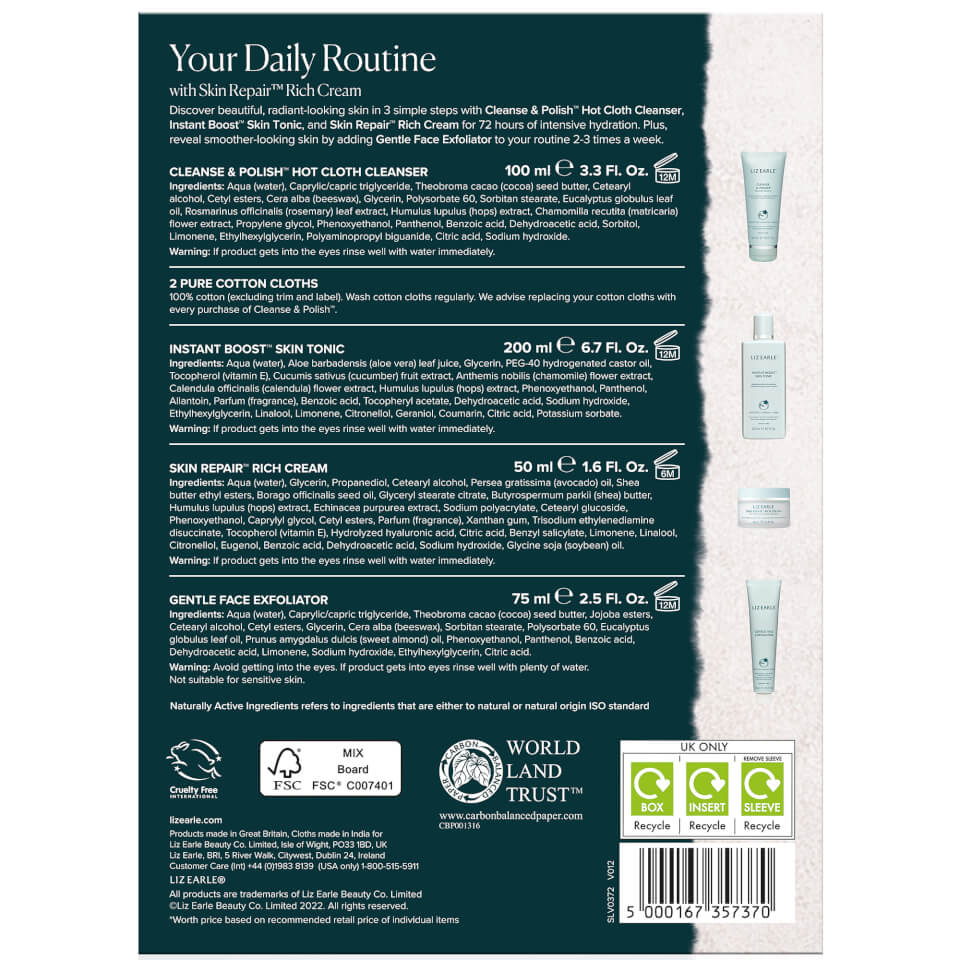 Liz Earle Your Daily Routine with Skin Repair Rich Cream Kit