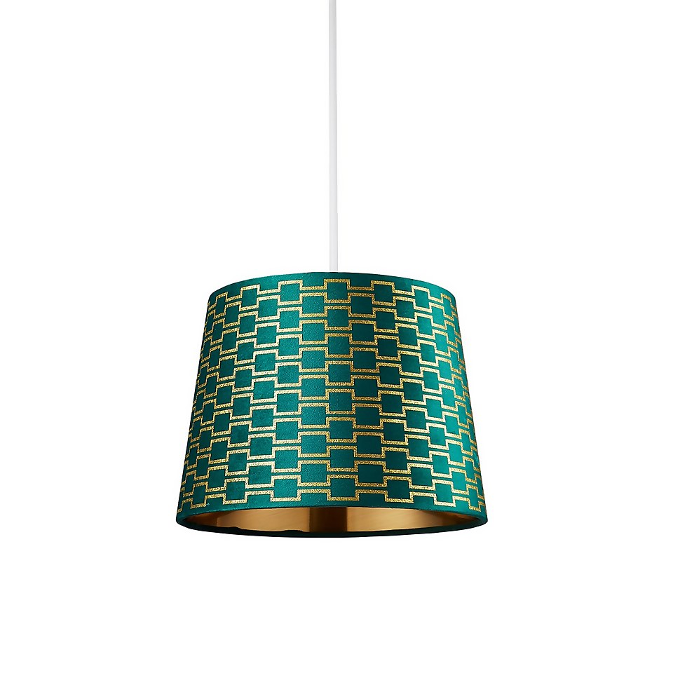 Mia Velvet 30cm Patterned Lamp Shade - Emerald