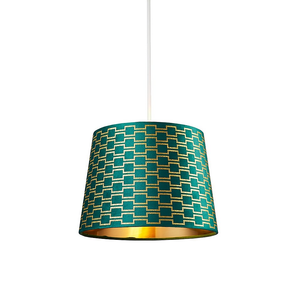 Mia Velvet 30cm Patterned Lamp Shade - Emerald