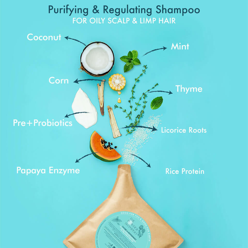 The Powder Shampoo Purifying & Regulating Shampoo 100g Refill Pack (Thyme & Mint)