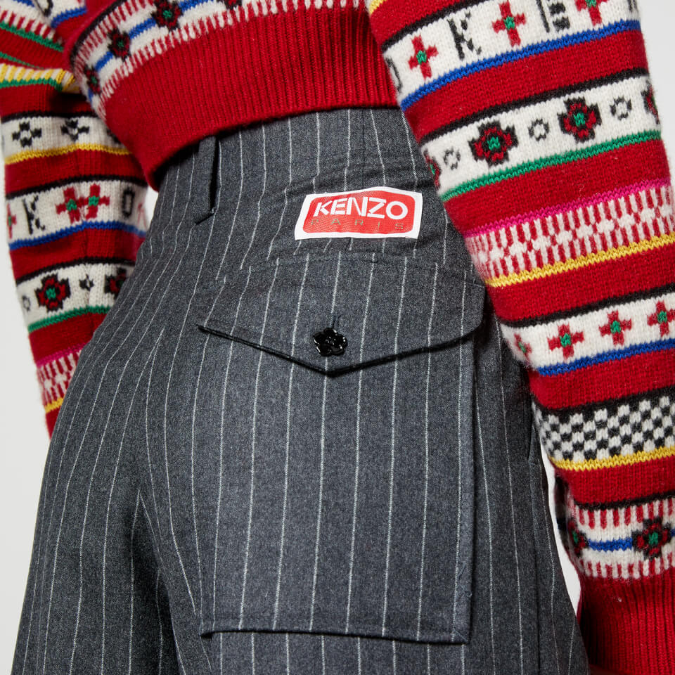 KENZO Pinstripe Wool Wide-Leg Trousers - EU 36/UK 6 | Coggles KENZO Pinstripe Wool Wide-Leg Trousers - EU 36/UK 6 | Coggles
