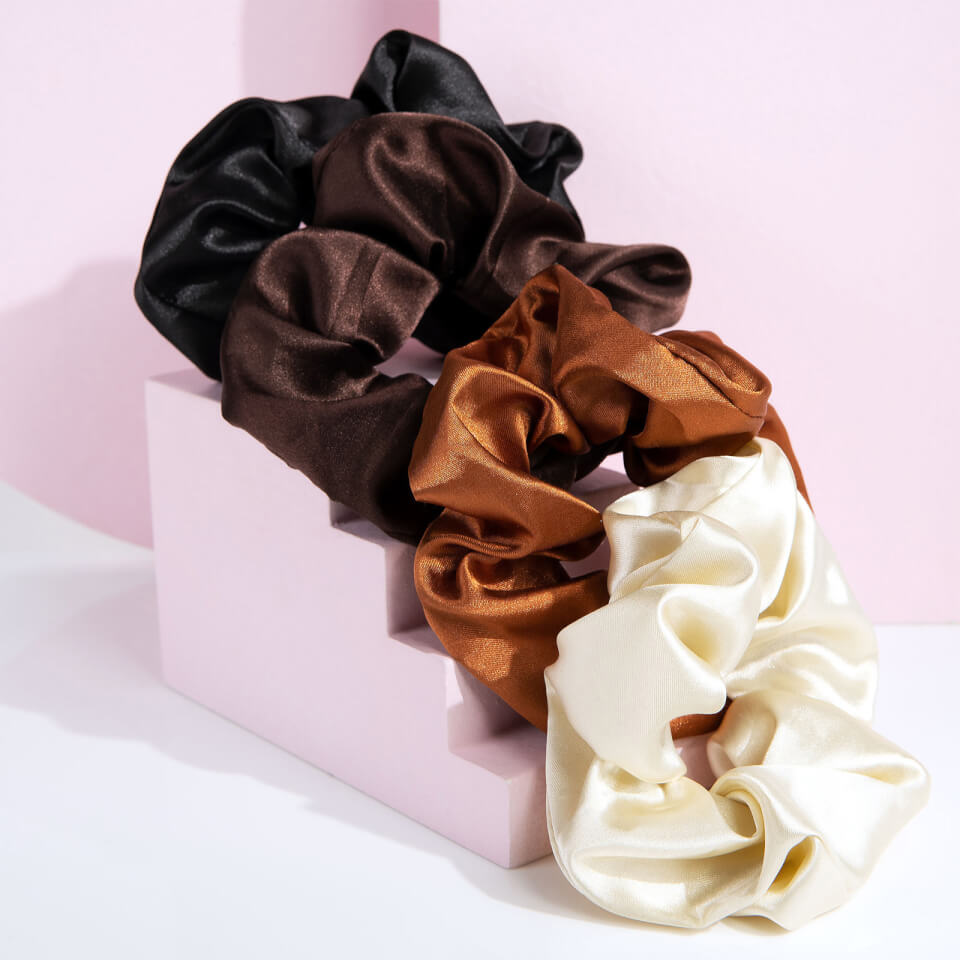 brushworks Nude Satin Scrunchies (Pack of 4)
