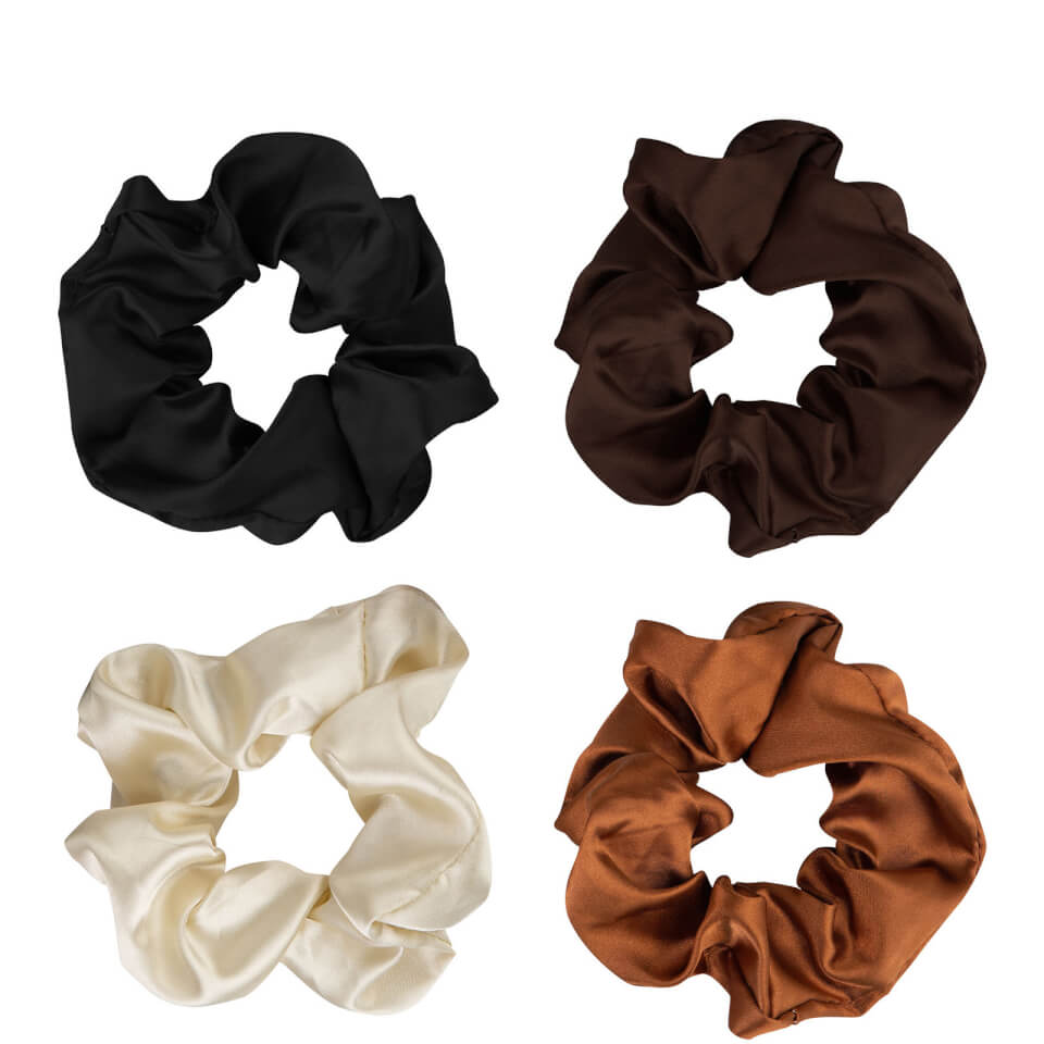 brushworks Nude Satin Scrunchies (Pack of 4)