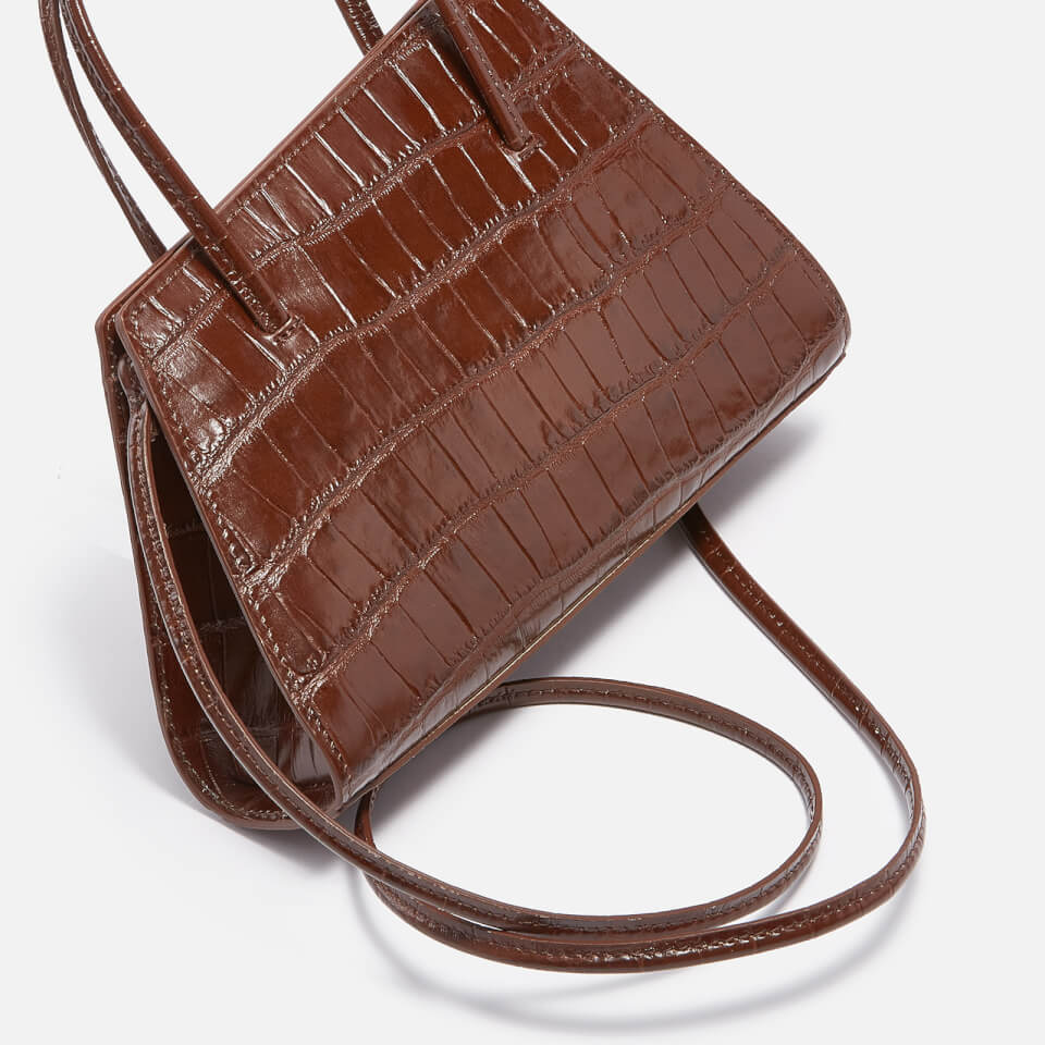 Little Liffner Women's Slanted Croc Mini Tote Bag - Cognac