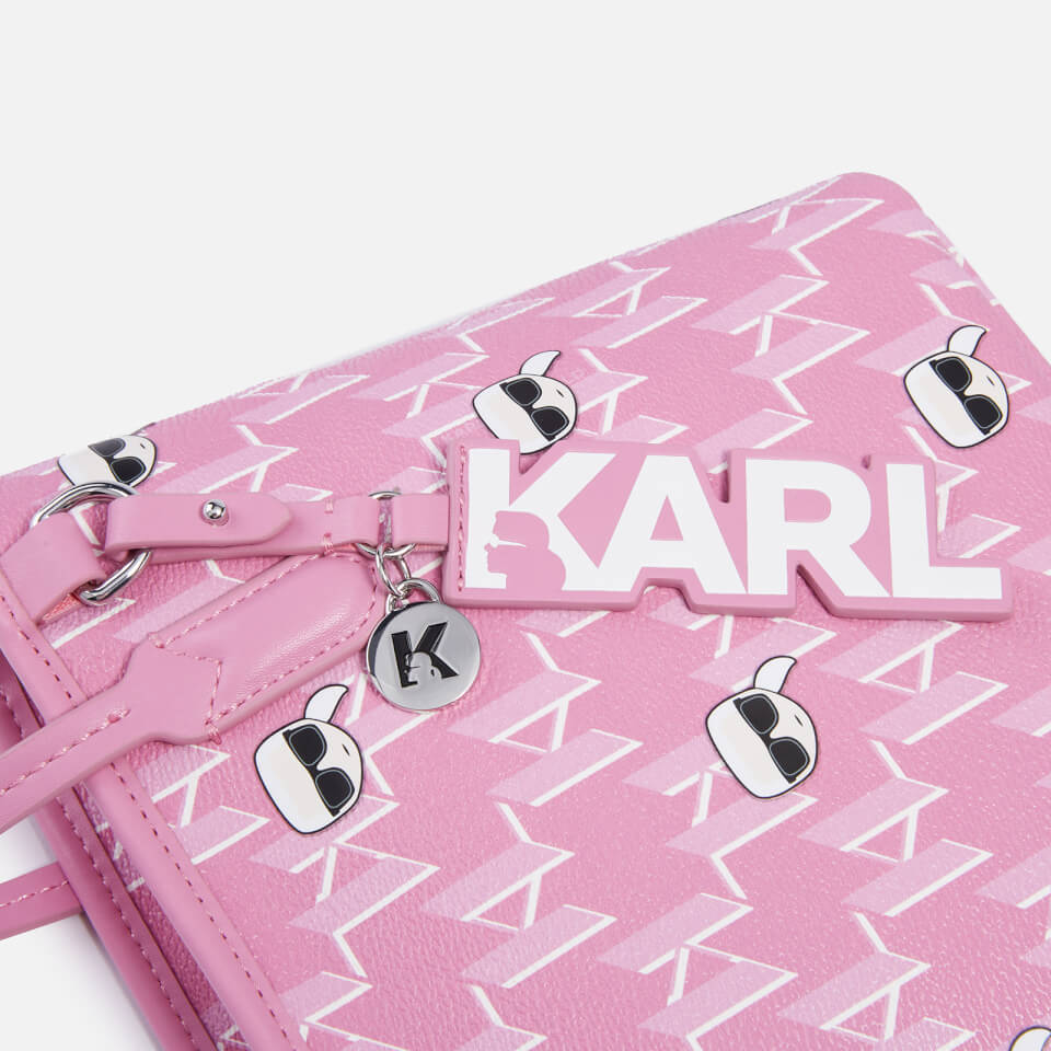 KARL LAGERFELD K/Ikonik Monogram Faux Leather Small Tote Bag