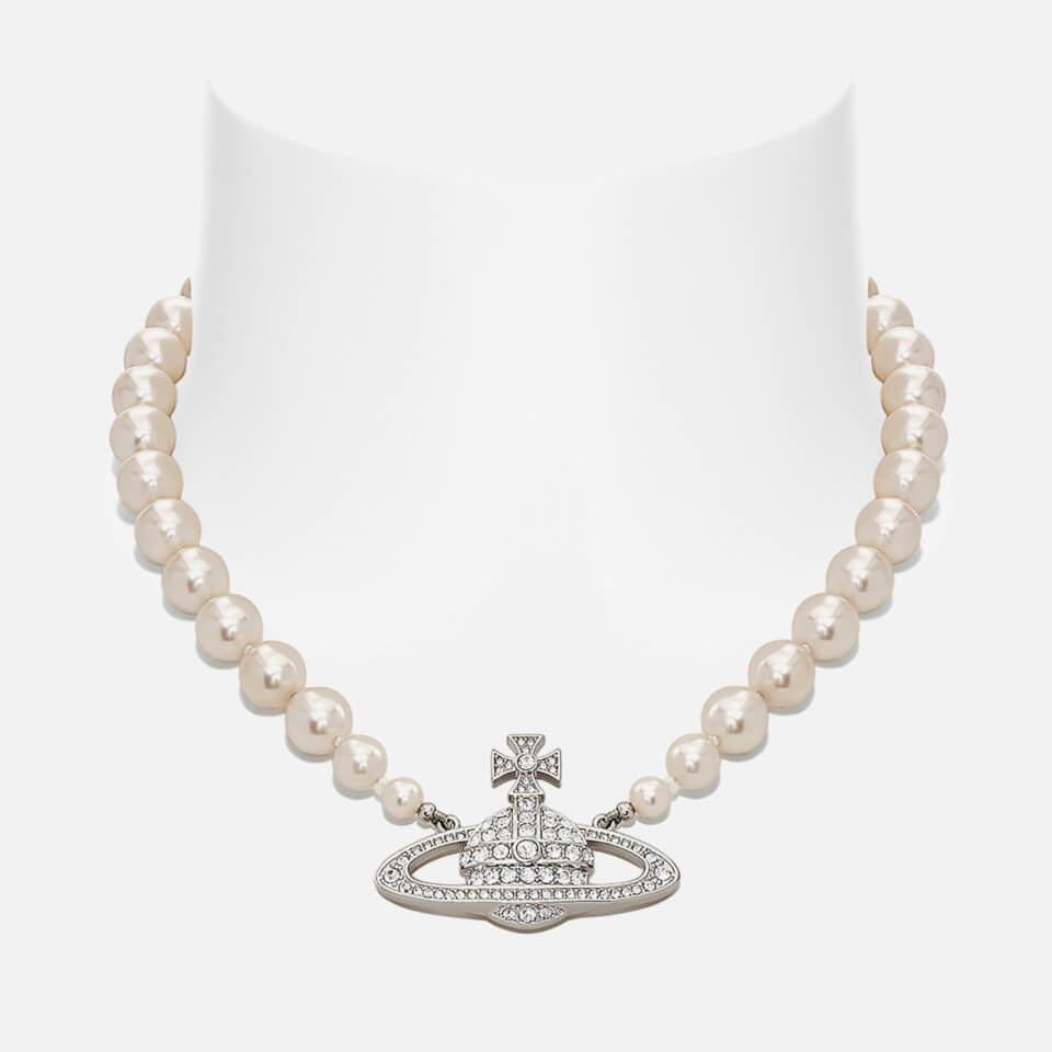 Vivienne Westwood Bas Relief Silver-Tone, Faux Pearl and Crystal Choker