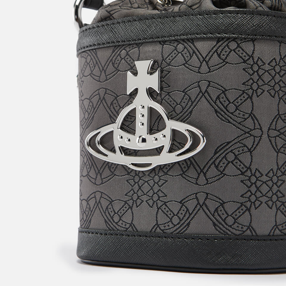 Vivienne Westwood Daisy Drawstring leather and Logo-Jacquard Bucket Bag