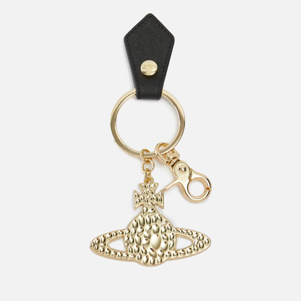 Vivienne Westwood Orb Saffiano Leather and Hammered Gold-Tone Keyring
