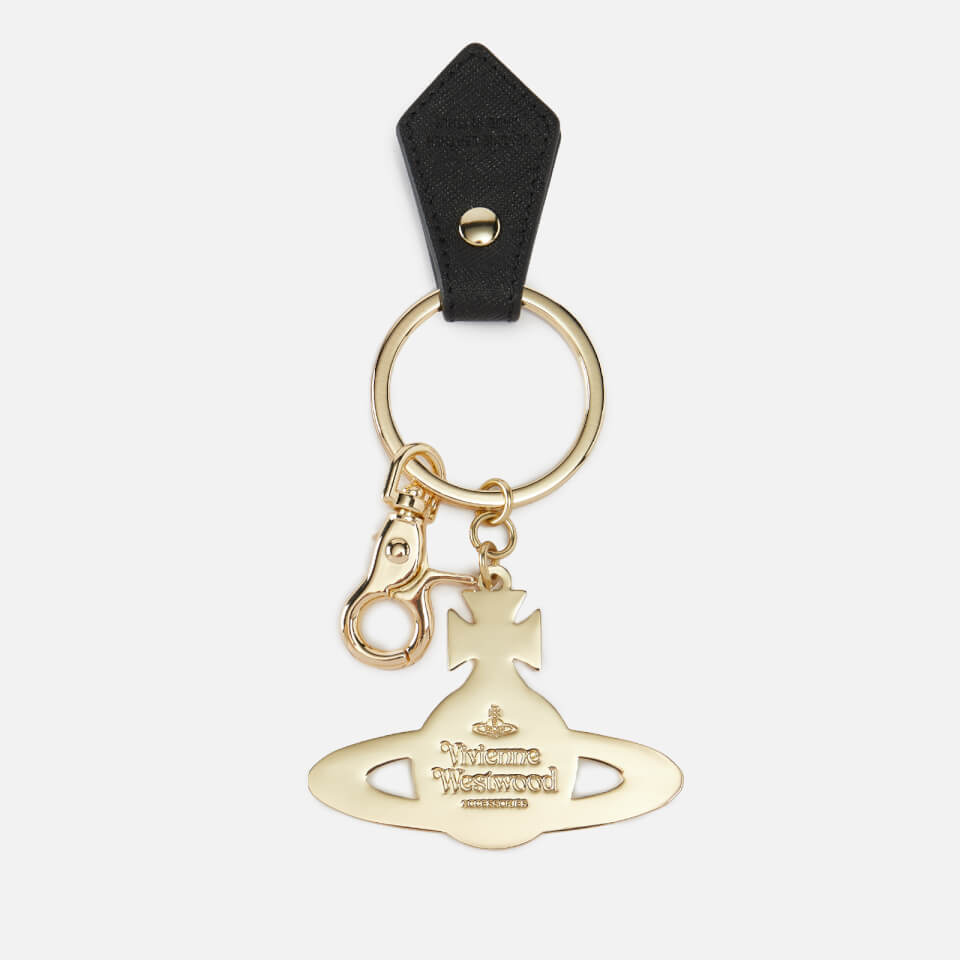 Vivienne Westwood Orb Saffiano Leather and Hammered Gold-Tone Keyring