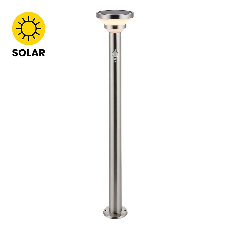 Halton 80cm Photocell & PIR Solar Outdoor Floor Light - Stainless Steel