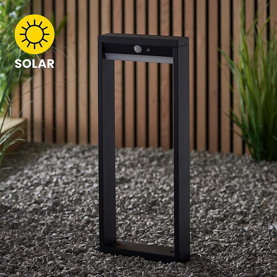Dannah 50cm Photocell & PIR Solar Outdoor Floor Light - Black